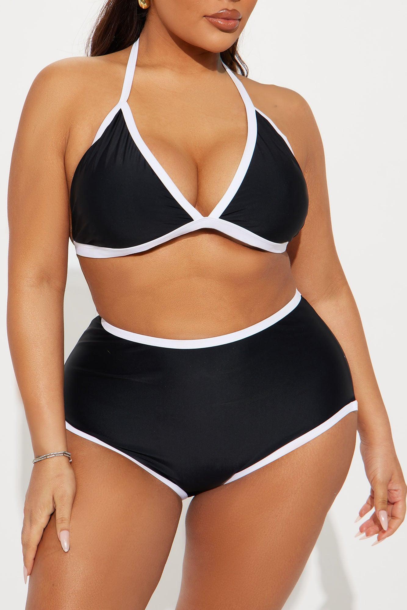 Hazel Contrast Trim Boyshort 2 Piece Bikini - Black/White Product Image