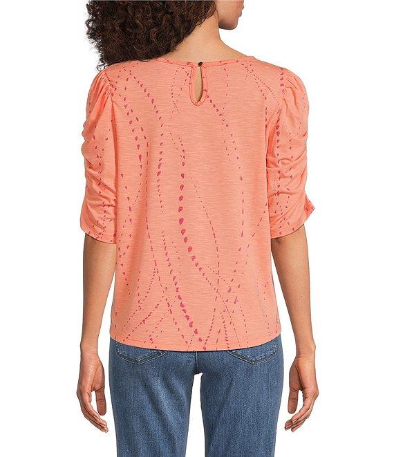 Democracy Knit Printed Scoop Neck Elbow Sleeve Top Product Image