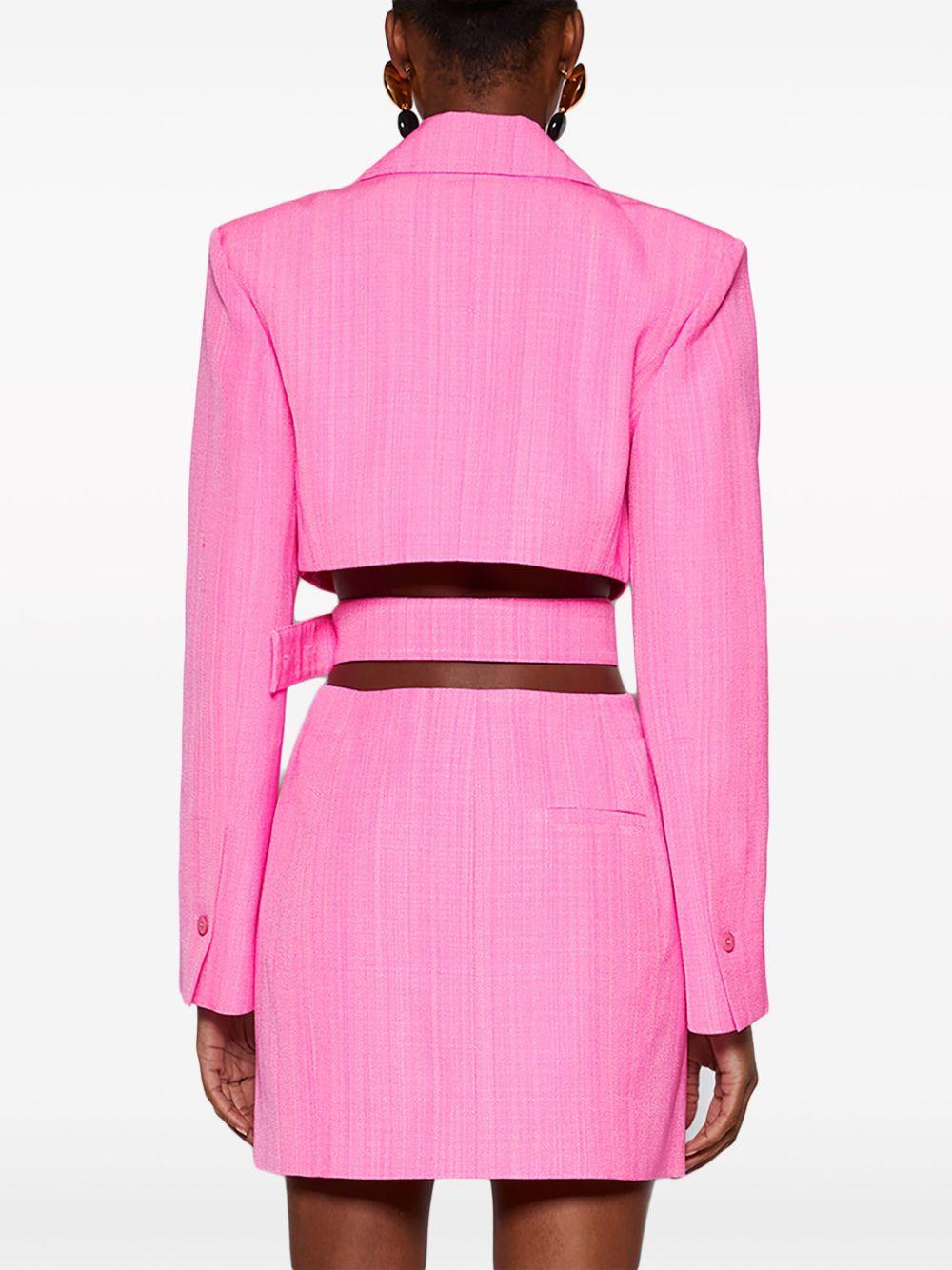 JACQUEMUS Bari Cutout Single-breasted Mini Blazer Dress In Pink Product Image