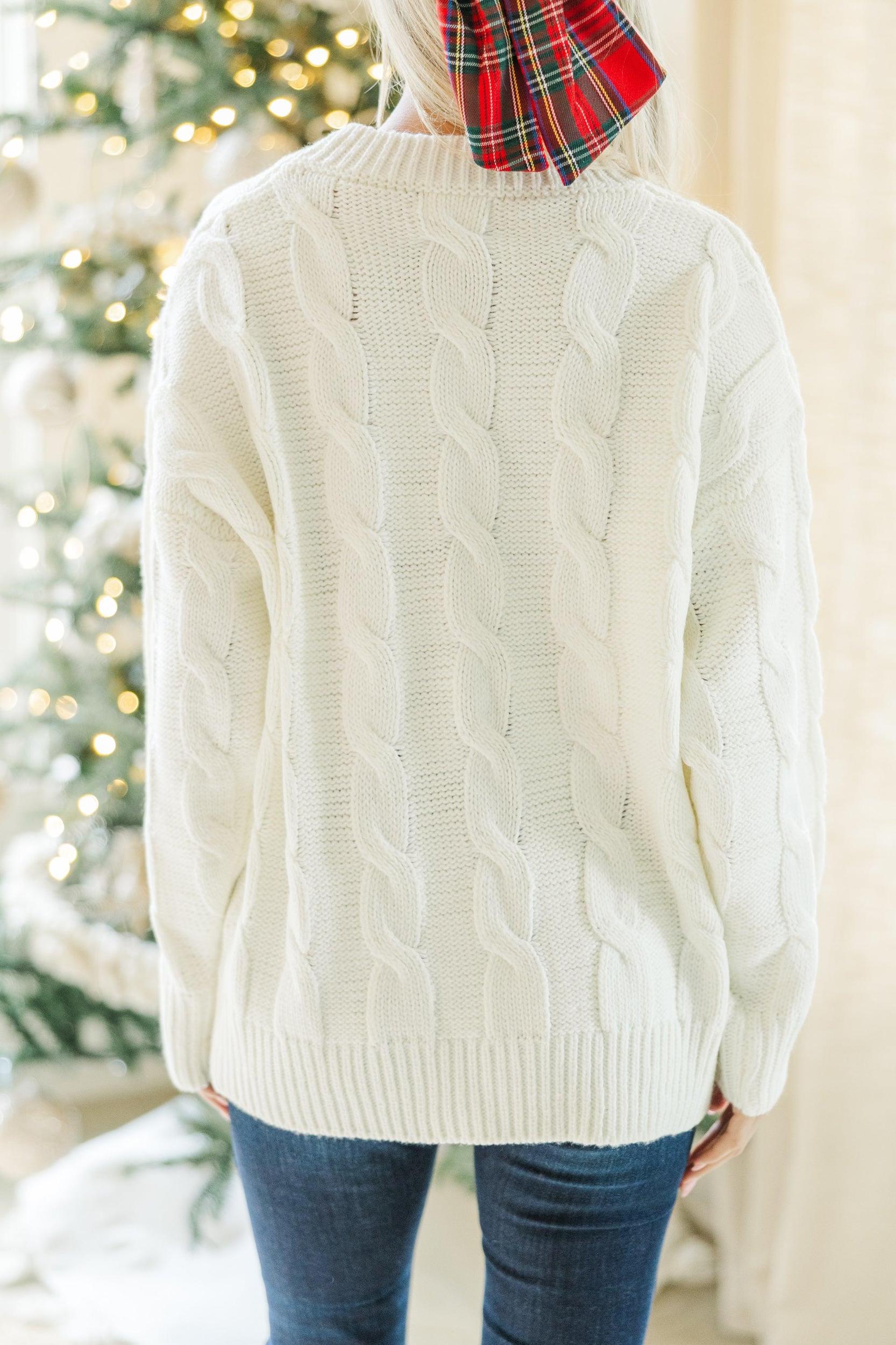 Falala Cream Cable Knit Sweater Female Product Image