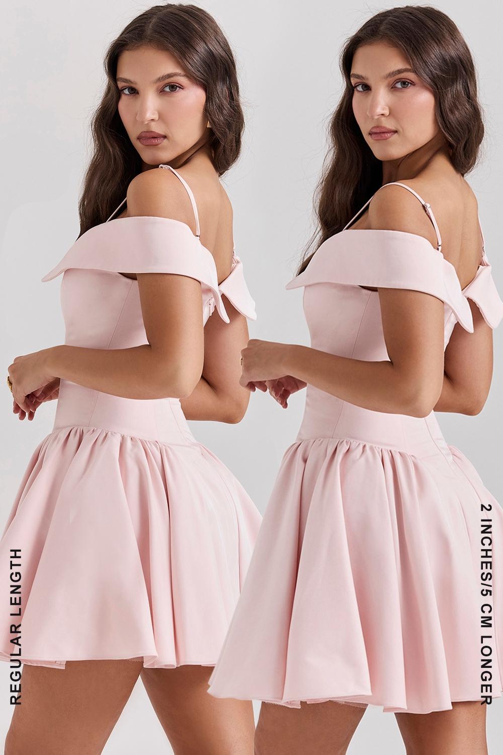 Elida  ballerina pink off shoulder mini dress - sale Product Image