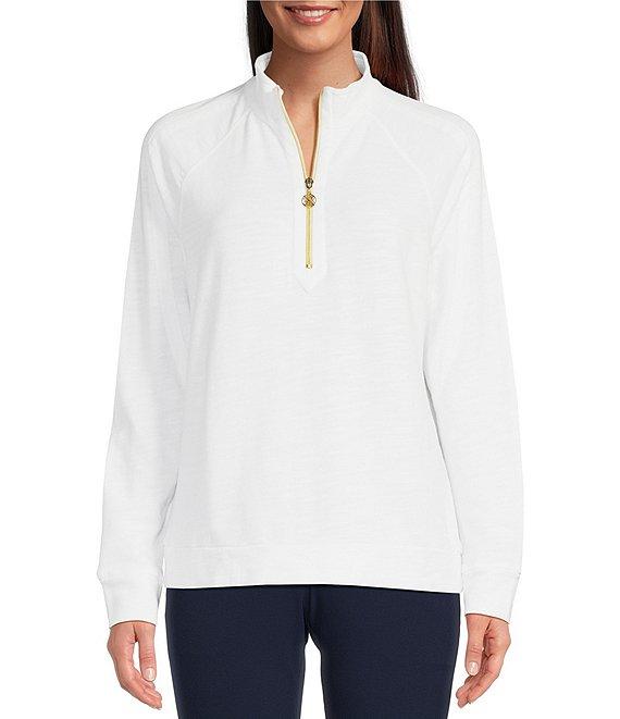 Lilly Pulitzer Ashlee Slub Terry Knit Luxletic Mock Neck Long Sleeve Pullover Product Image