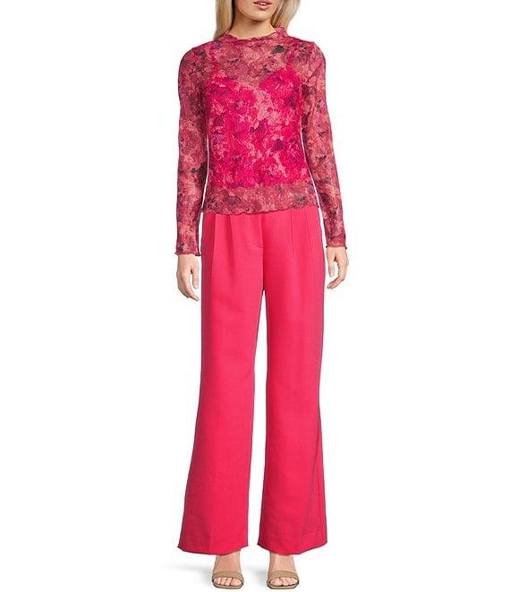 I.N. San Francisco Floral Print Mock Neck Long Sleeve Top Product Image