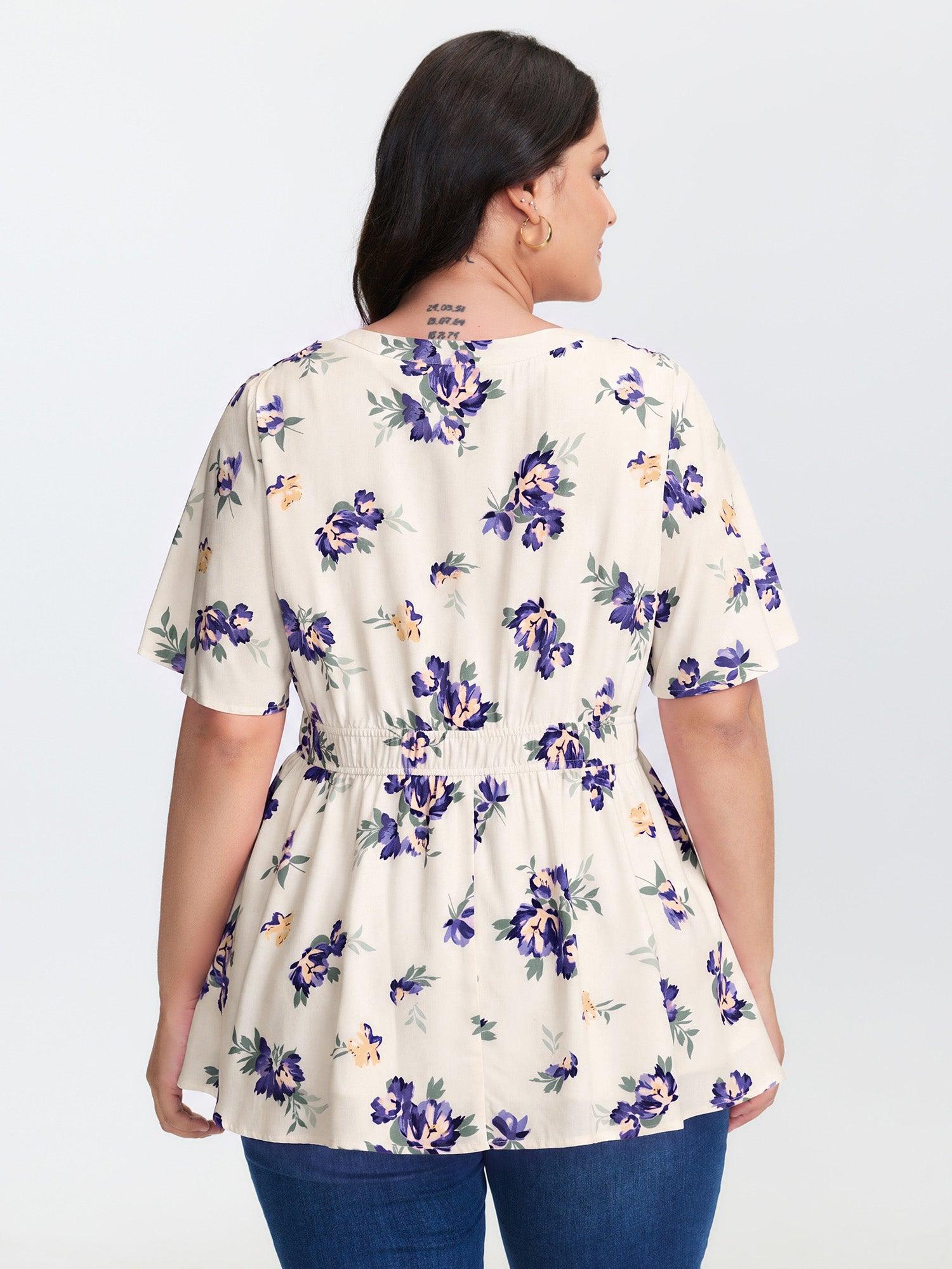 Supersoft Rose Print V-Neck Blouse Female Product Image