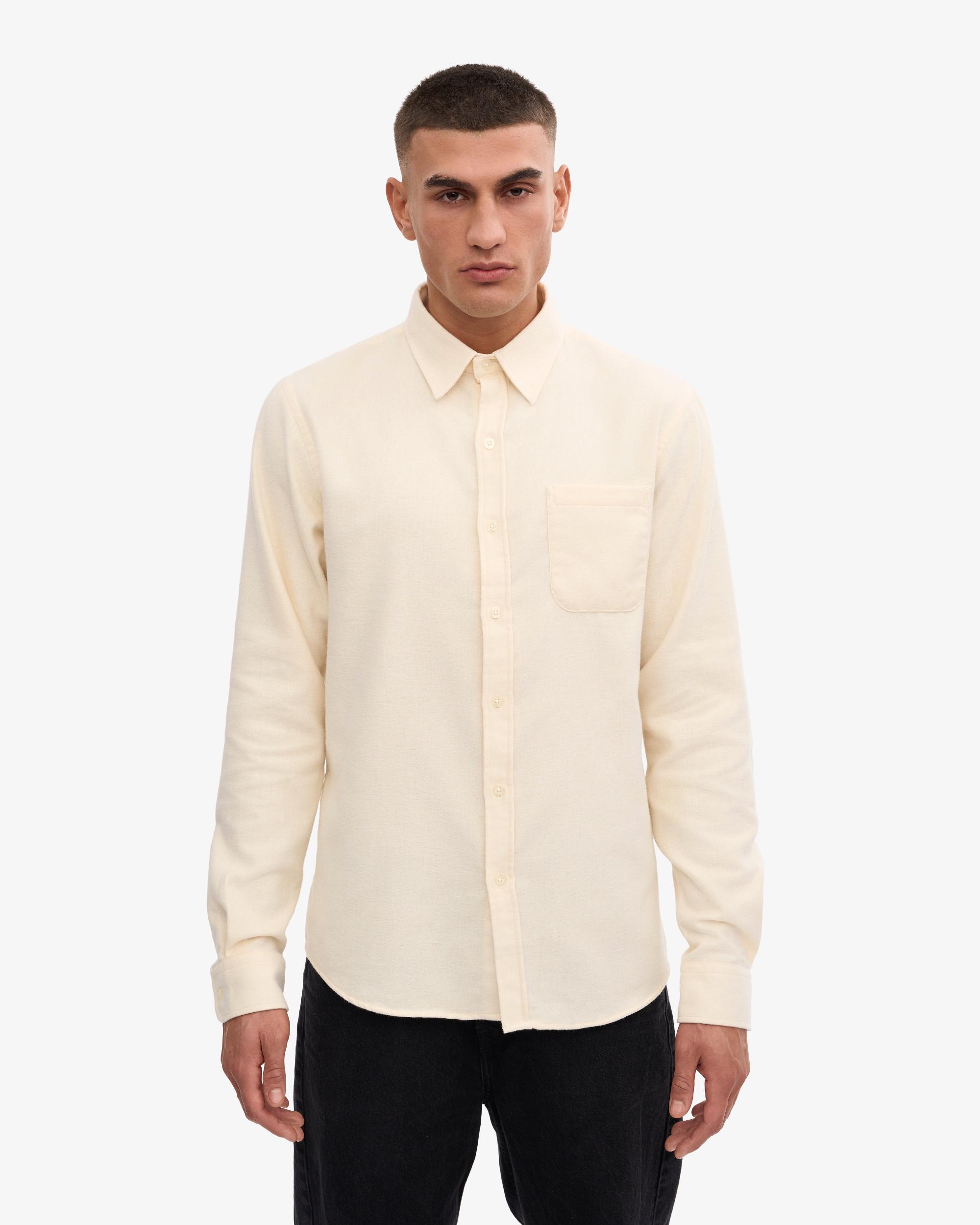 Organic Flannel Shirt - Ivory White Product Image