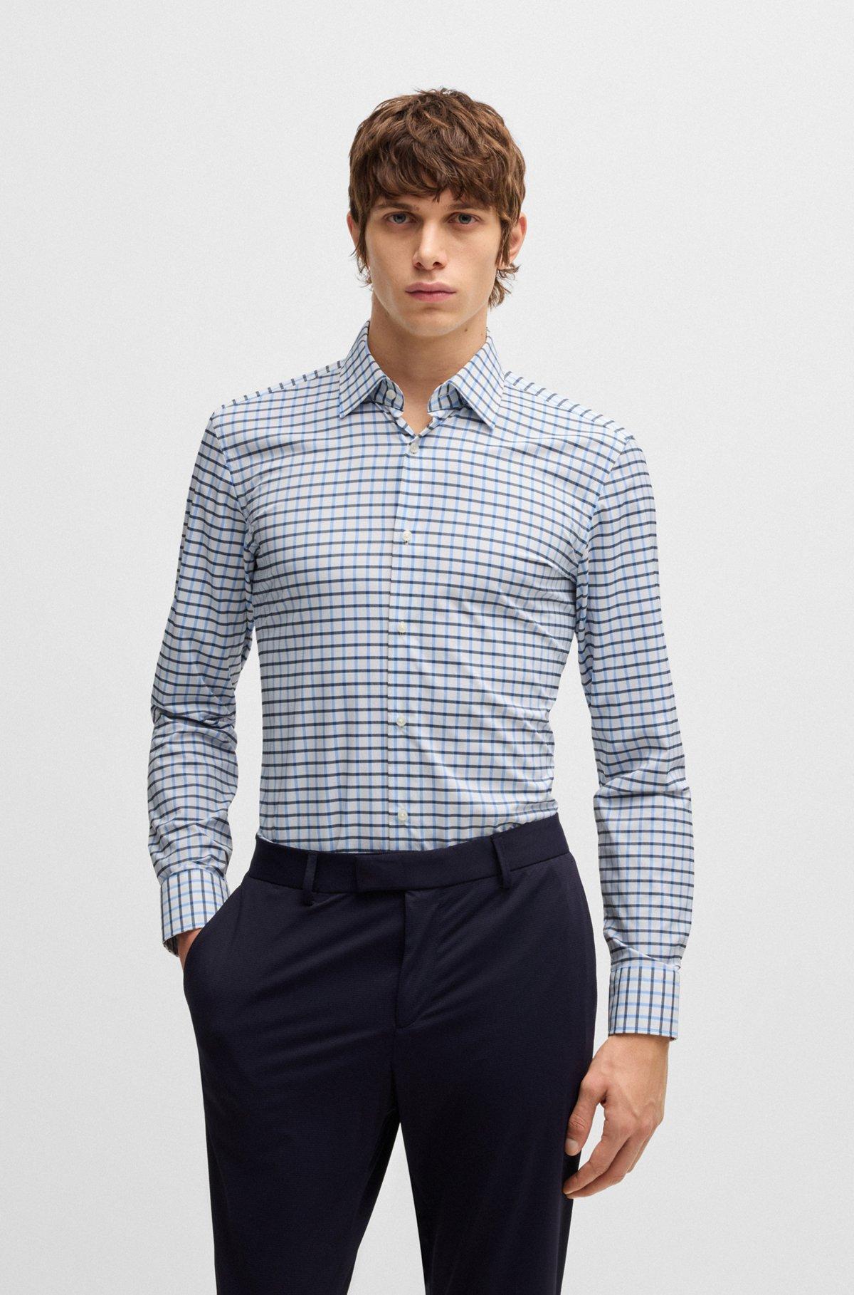 Slim-fit shirt in checked performance-stretch material Product Image