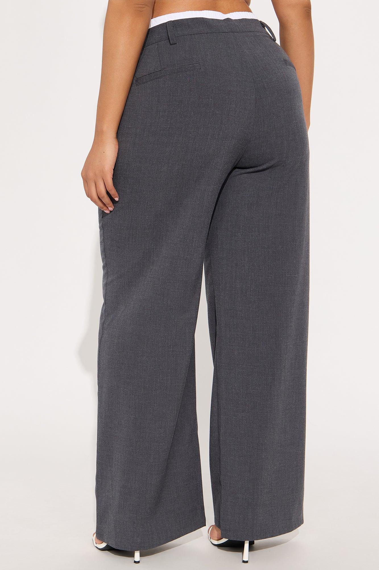 Missy Double Waistband Trouser Pant - Charcoal Product Image