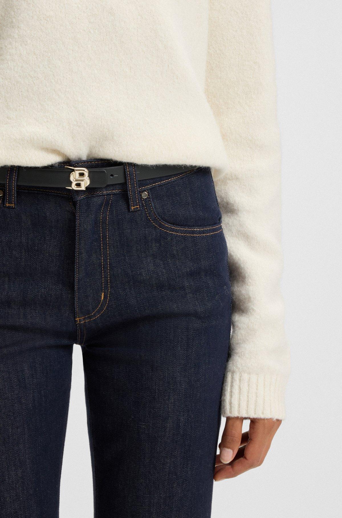 Reversible leather belt with monogram buckle Product Image