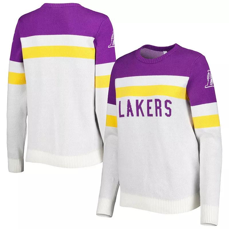 Womens Lusso /Cream Los Angeles Lakers Dominique Pullover Sweater Product Image