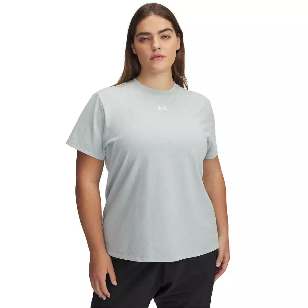 Plus Size Women's Under Armour Rival Core Short Sleeve Tee, Size: 1XL, Silica Green Product Image