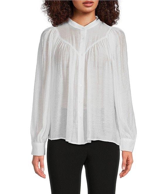 Vince Camuto Mandarin Collar Long Sleeve Button Front Blouse Product Image