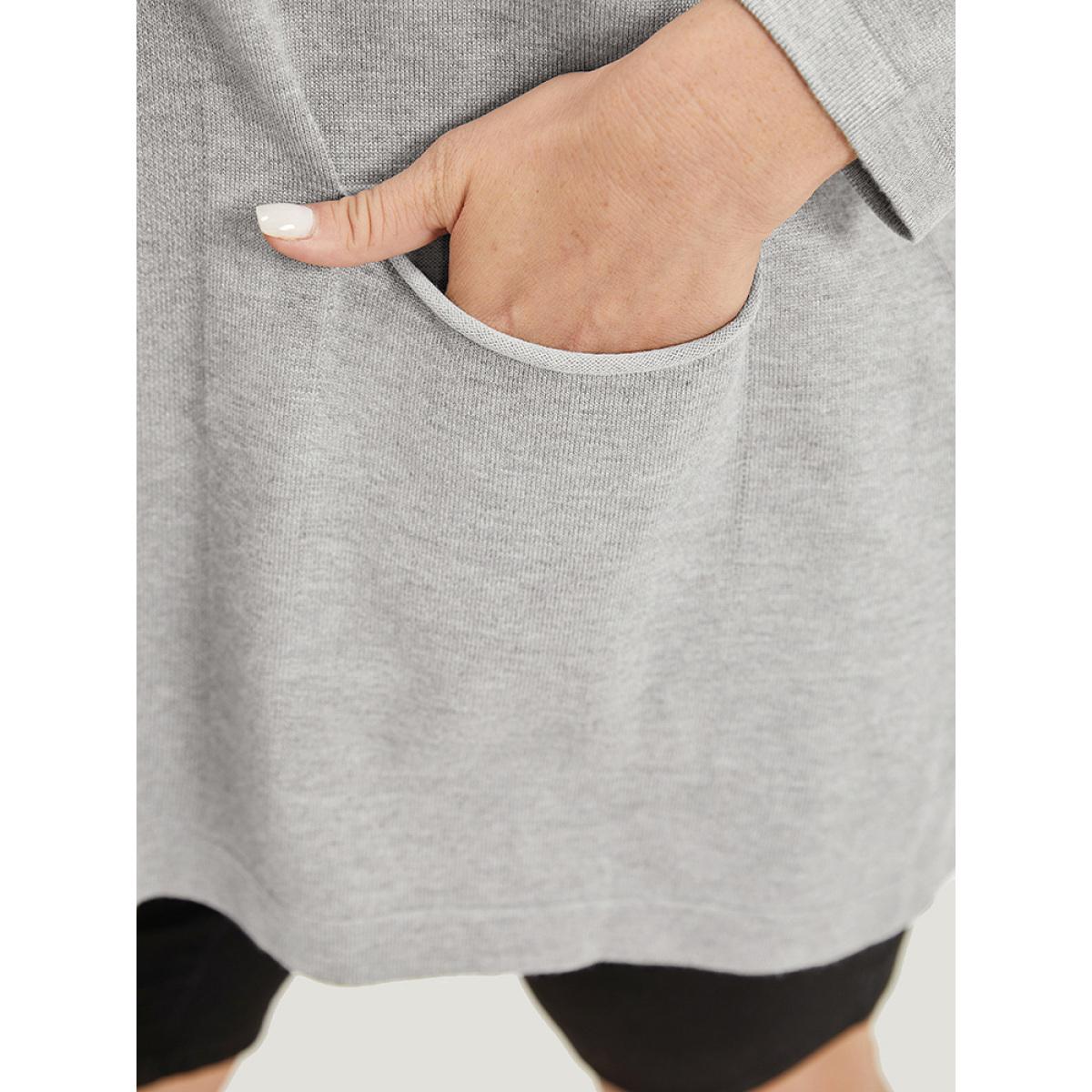 Plus Size Supersoft Essentials Plain Lapel Collar Patched Pocket Cardigan DarkGray Women Basics Loose Long Sleeve Everyday Cardigans BloomChic 28/5X Product Image