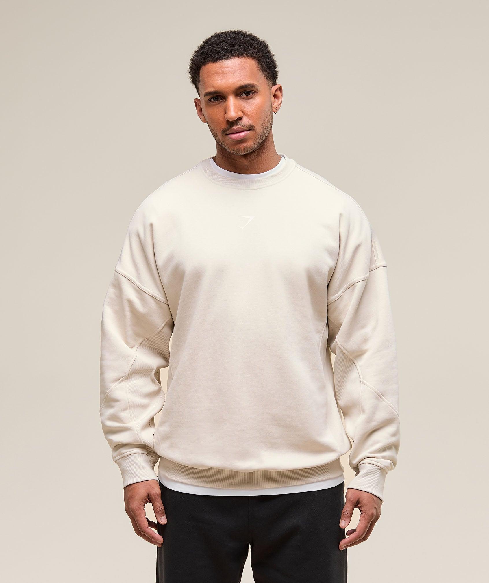 Gymshark Power Crew - Oat White Male Product Image