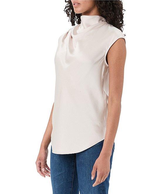 Trina Turk Mikan Satin Cowl Neck Cap Sleeve Top Product Image