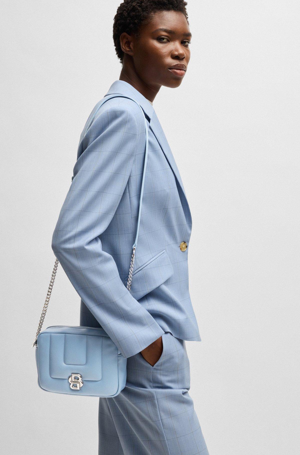 BOSS - Quilted crossbody bag with Double B monogram hardware - Light Blue Product Image