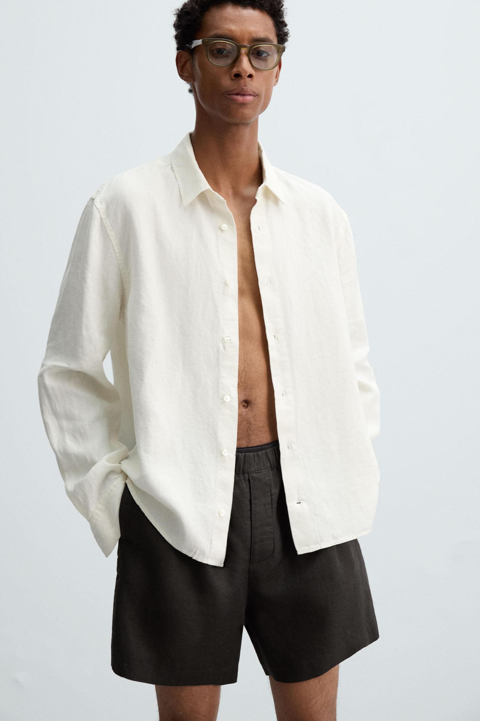 100% LINEN BERMUDA SHORTS Product Image