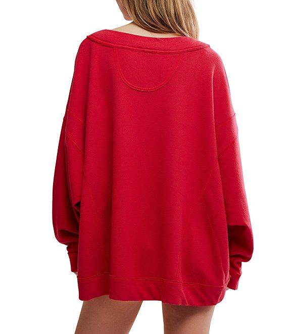 Free People Staycation Coordinating Long Sleeve V-Neck Oversized Pullover Product Image