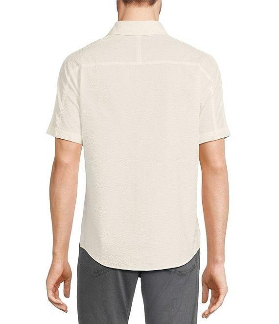 Murano Shape of Water Collection Slim Fit Pieced Seersucker Short Sleeve Woven Shirt Product Image
