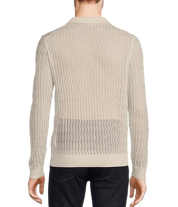 Murano Prehistoric Prep Collection Solid Textured Johnny Sweater Polo Shirt Product Image
