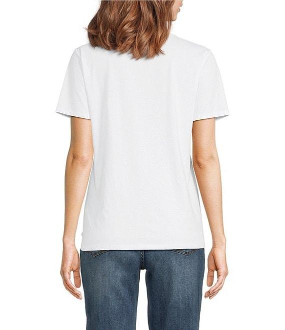 KARL LAGERFELD PARIS Knit Jersey Crew Neck Short Sleeve Embellished Eiffel Tower Tee Product Image