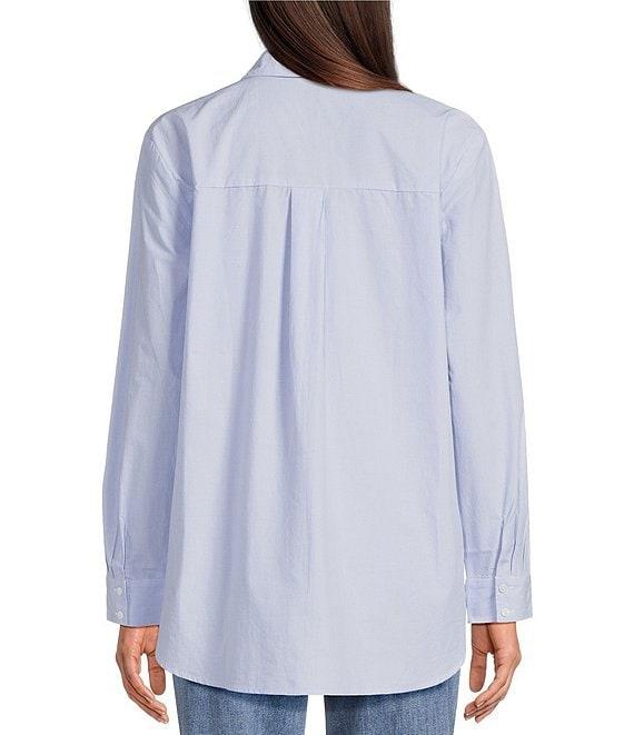 Eileen Fisher Organic Cotton Poplin Point Collar Long Sleeve Button Front Shirt Product Image