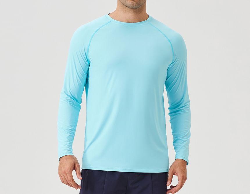 Long-Sleeve Round Neck Plain Sport T-Shirt Product Image