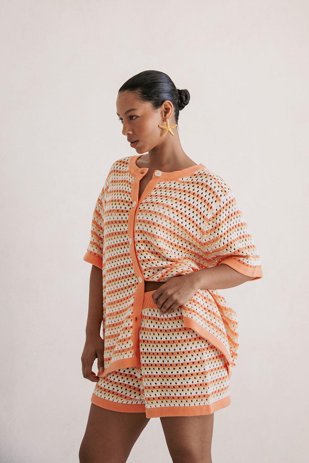 Chantel Knit Shorts - Orange Product Image