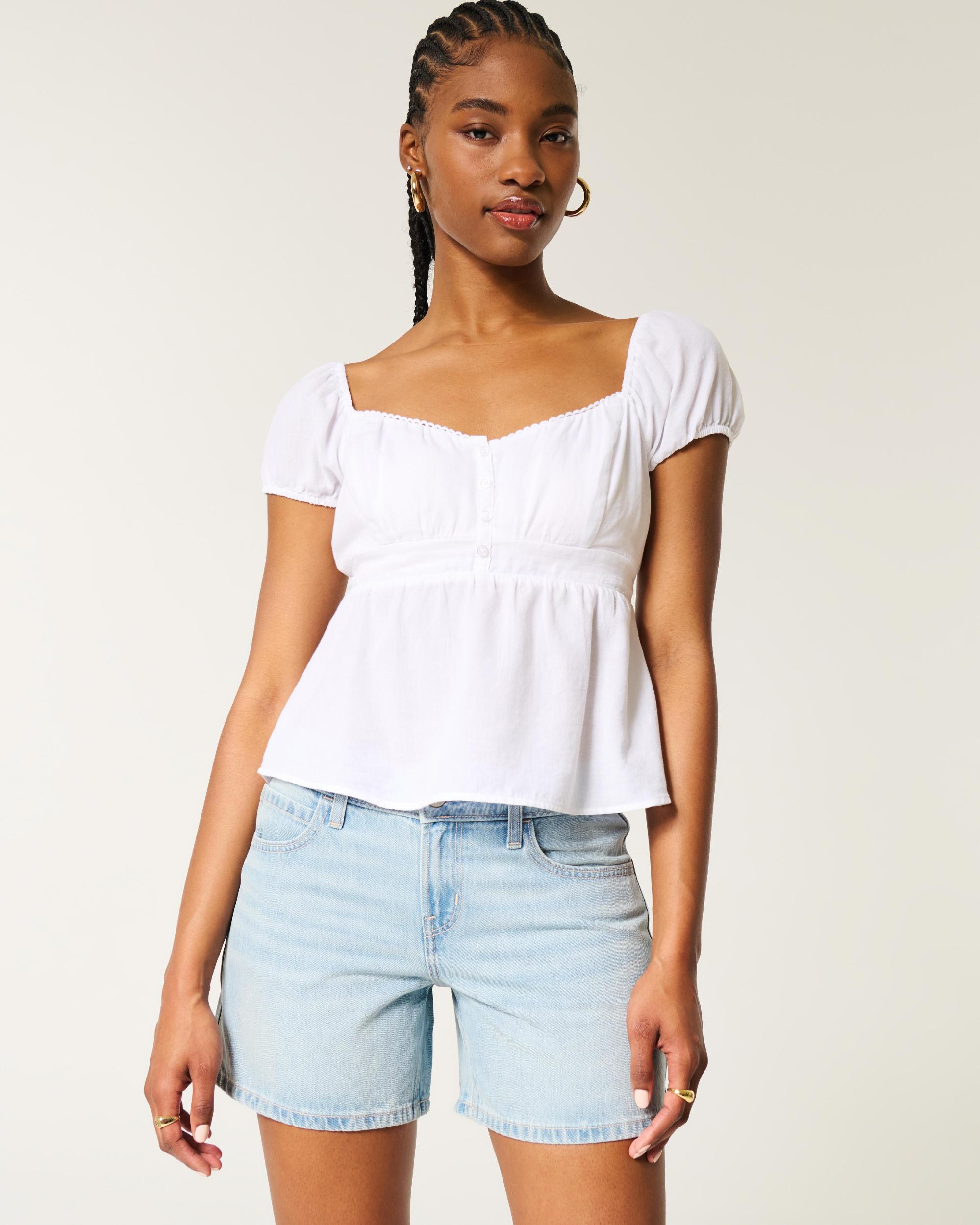 Low-Rise Dark Wash Baggy Denim Shorts 5" Product Image