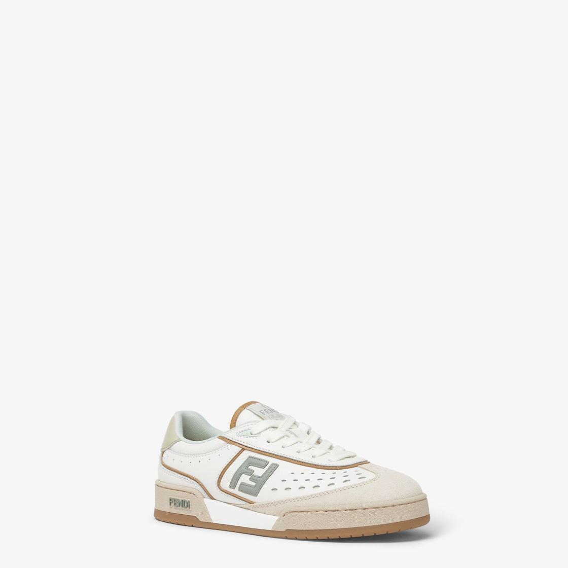 Fendi MatchWhite and brown leather and suede low tops Product Image