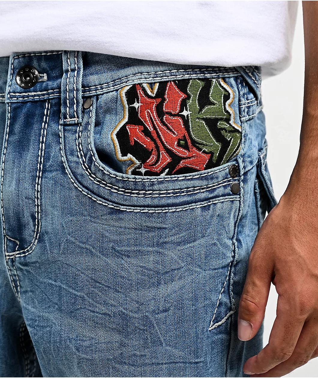 Ninth Hall Eagle Signal Fracture Stacked Flare Jeans Product Image