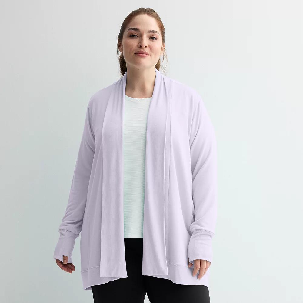 Plus Size Tek Gear® French Terry Wrap Cardigan, Women's, Size: 2XL, Bella Purple Product Image