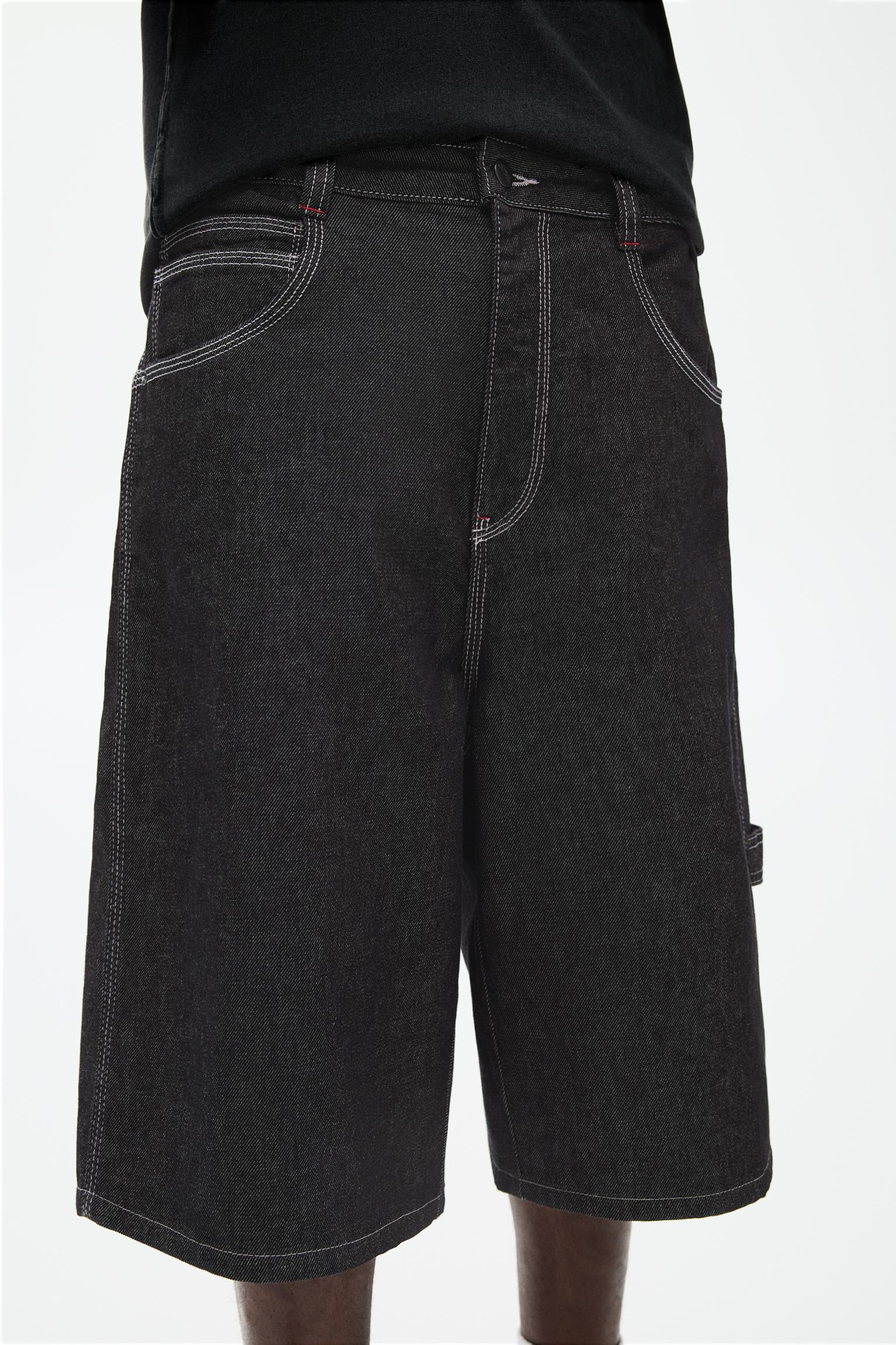 Super baggy denim carpenter Bermuda shorts Product Image