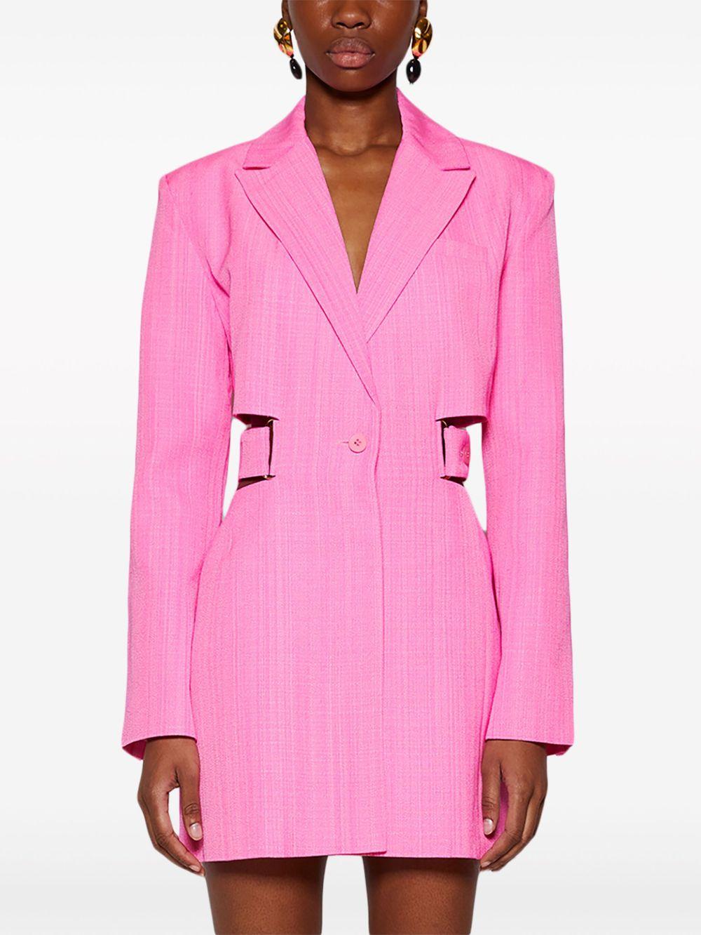 JACQUEMUS Bari Cutout Single-breasted Mini Blazer Dress In Pink Product Image