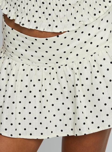 Tovie Frill Linen Blend Skort Cream Polka Dot Product Image