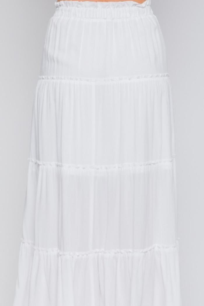 White Tiered Maxi Skirt Product Image