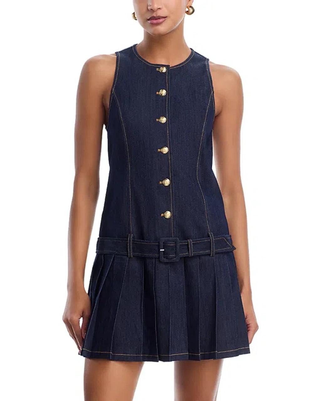 CINQ À SEPT Elyse Pleat Denim Minidress In Multi Product Image