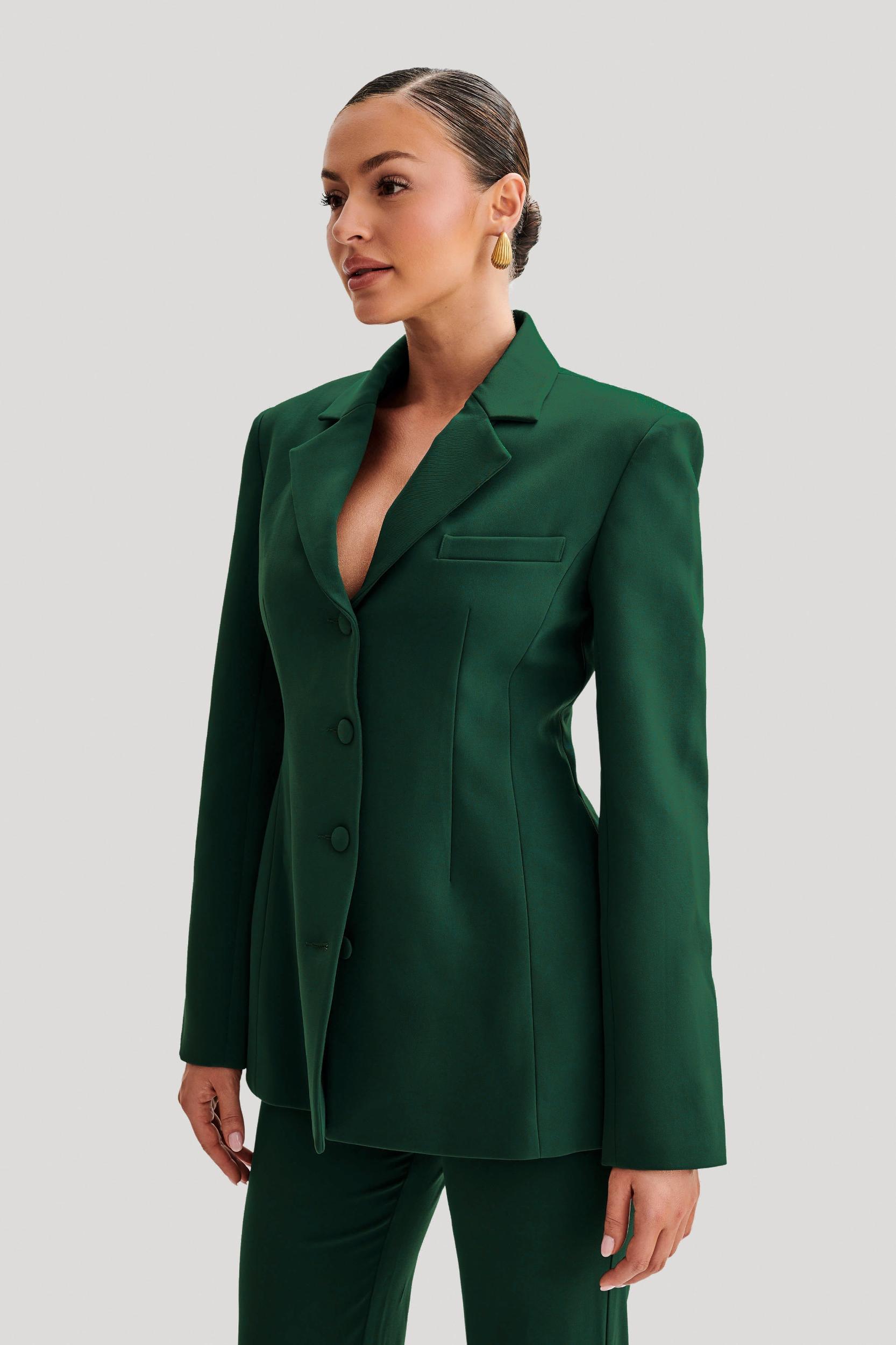 Greer Hourglass Suiting Blazer - Forest Green Product Image
