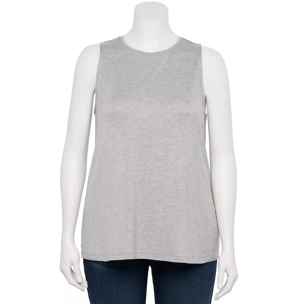 Plus Size Nine West Essential Easy High-Neck Tank, Women's, Size: 4XL, Gray Fox Grey Product Image