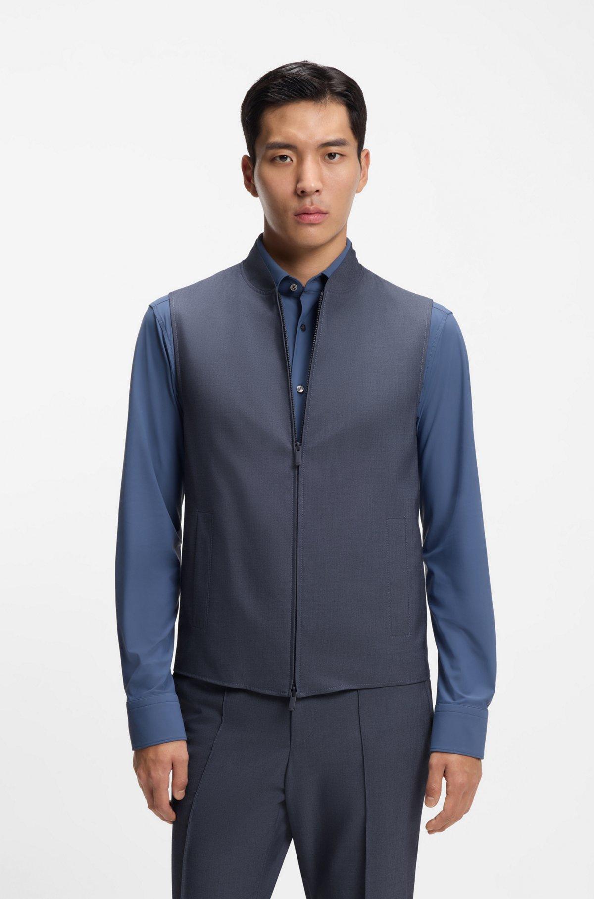 Three-piece slim-fit suit with zip waistcoat Product Image