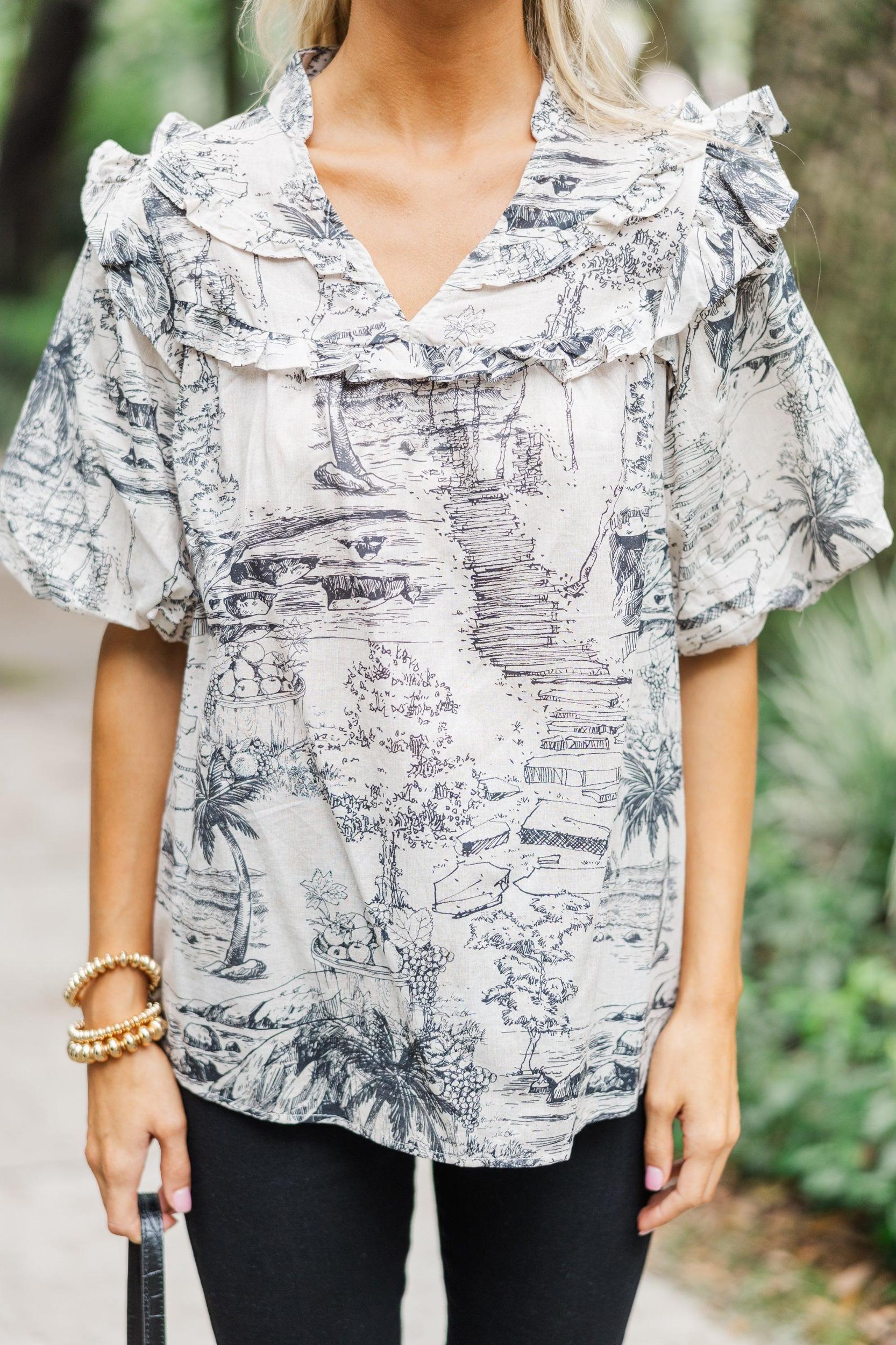 Stay Right Here Black Toile Blouse Female Product Image