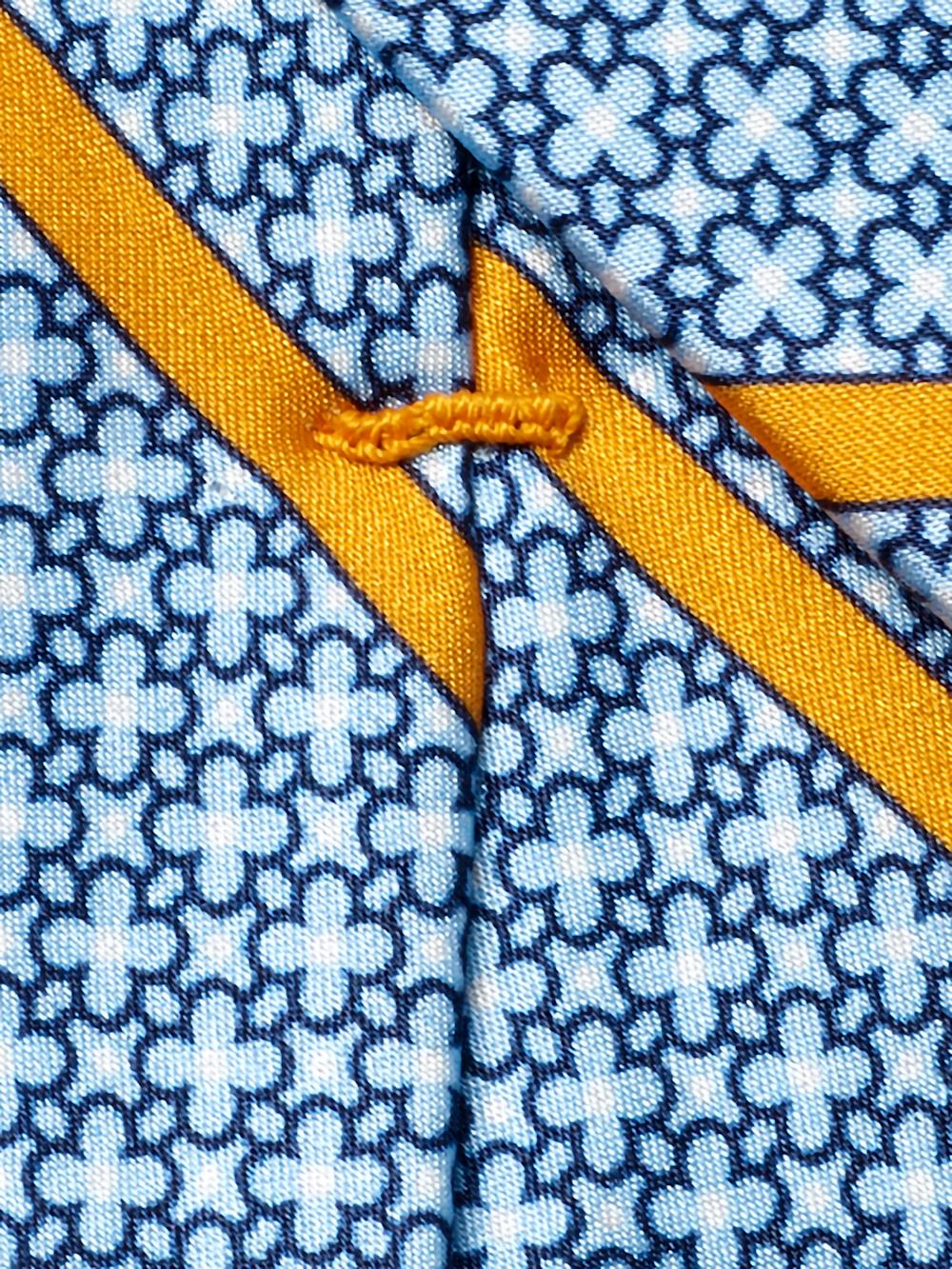 Stripe Printed Italian Silk Tie - Blue/yellow Product Image