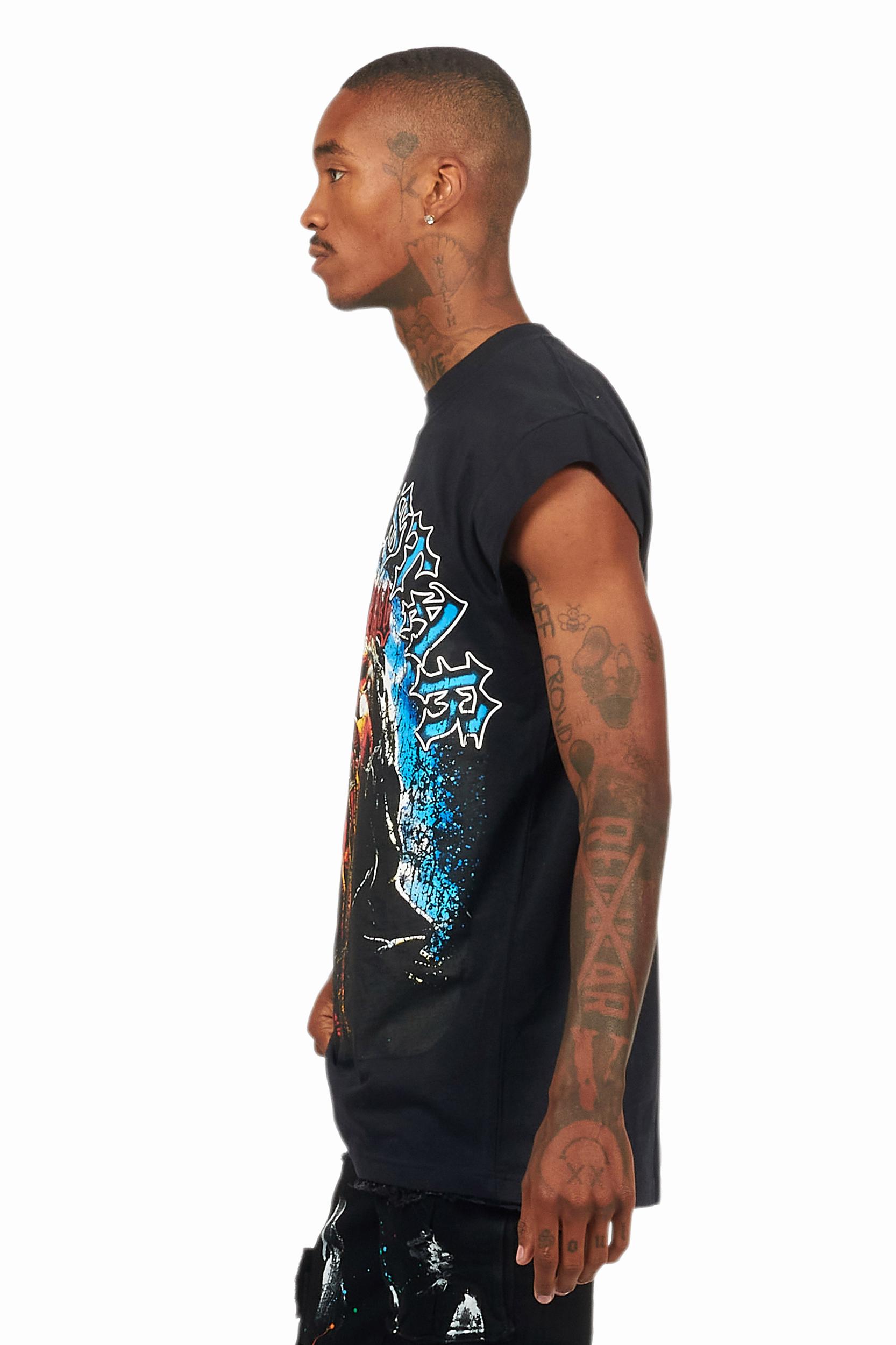Dallan Black Graphic Muscle T-Shirt Male Product Image