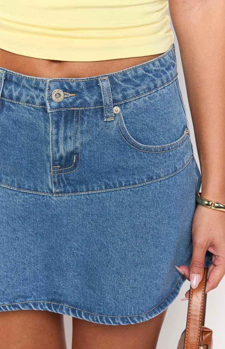 Quinley Mid Wash Denim Mini Skirt Baby Girls Product Image