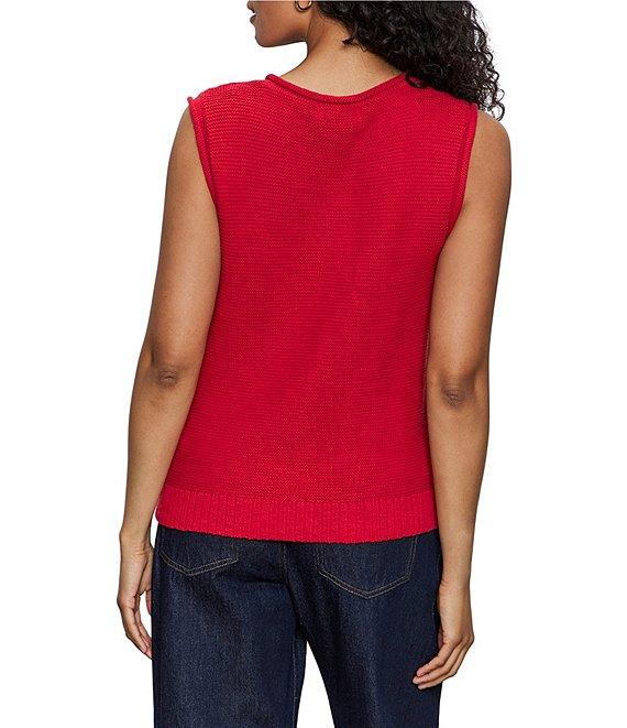 Sanctuary Cotton Slub Crew Neck Sleeveless Button Front Top Product Image