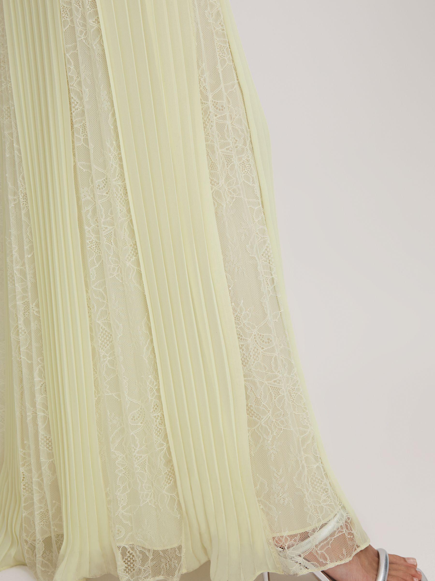 Florere Lace Pleated Maxi Dress in Pale Green Product Image