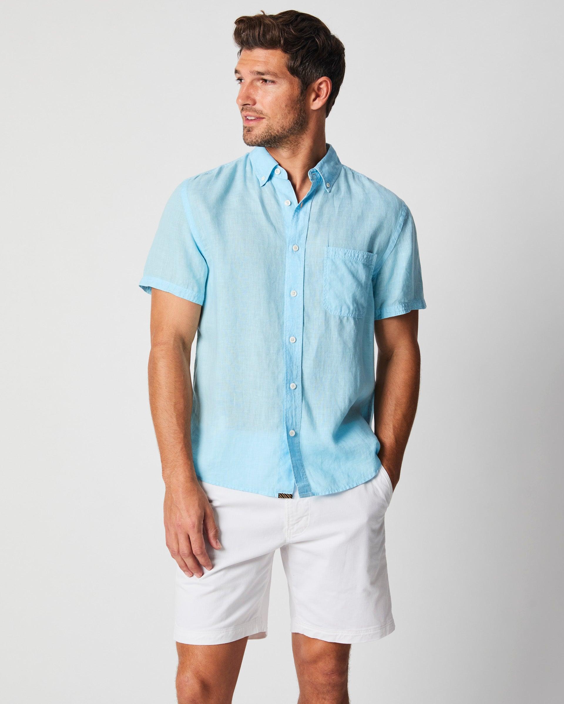 Short Sleeve Linen Tuscumbia Shirt Button Down -  Product Image