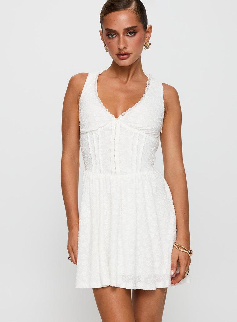 Loveluck Lace Mini Dress White Product Image
