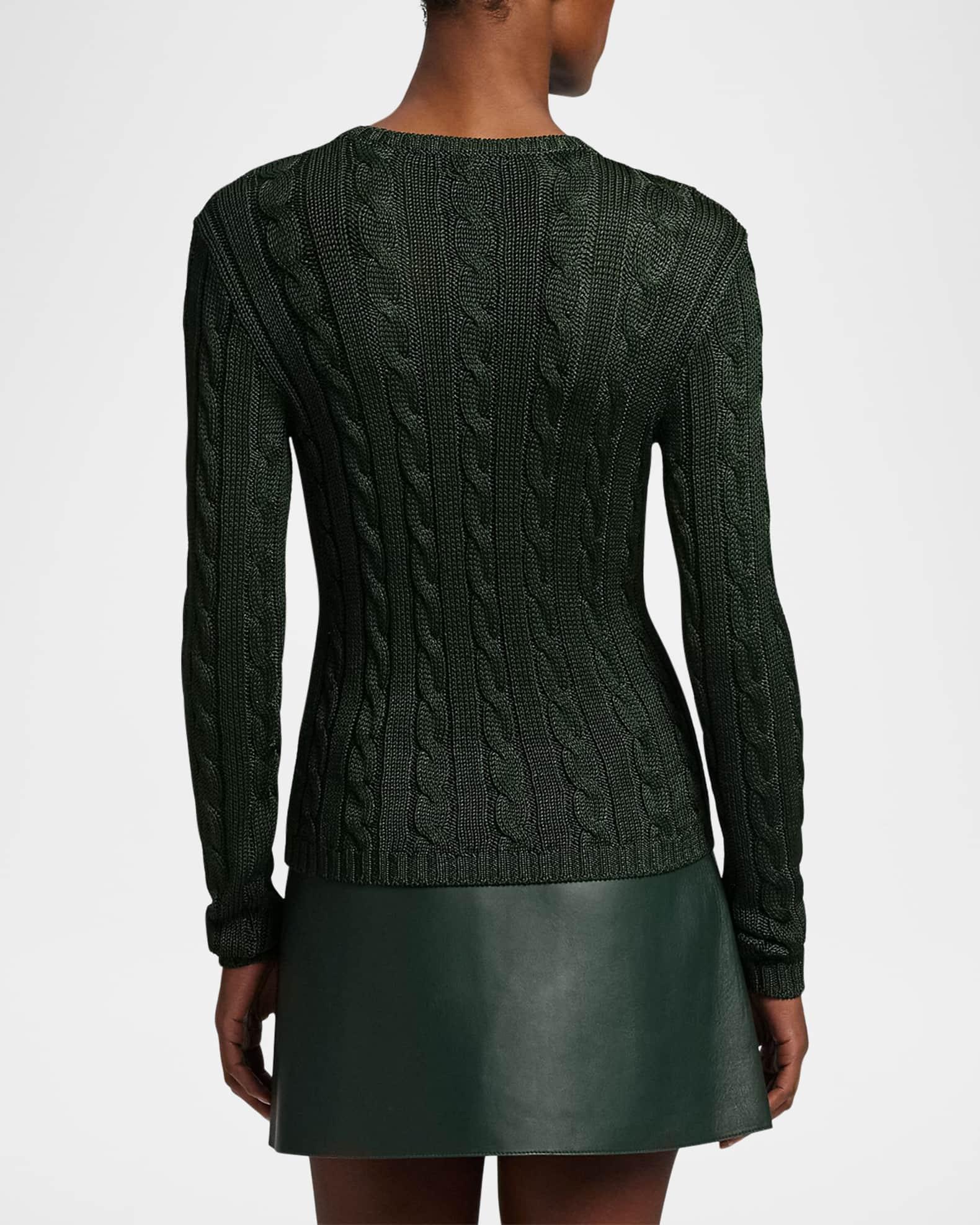 High Shine Cable Knit Crewneck Sweater Product Image