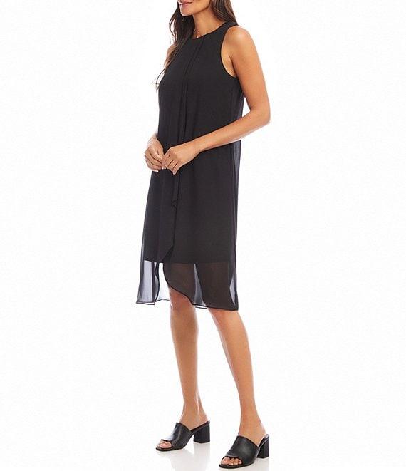 Karen Kane Round Neck Sleeveless Drape Crossover Dress Product Image