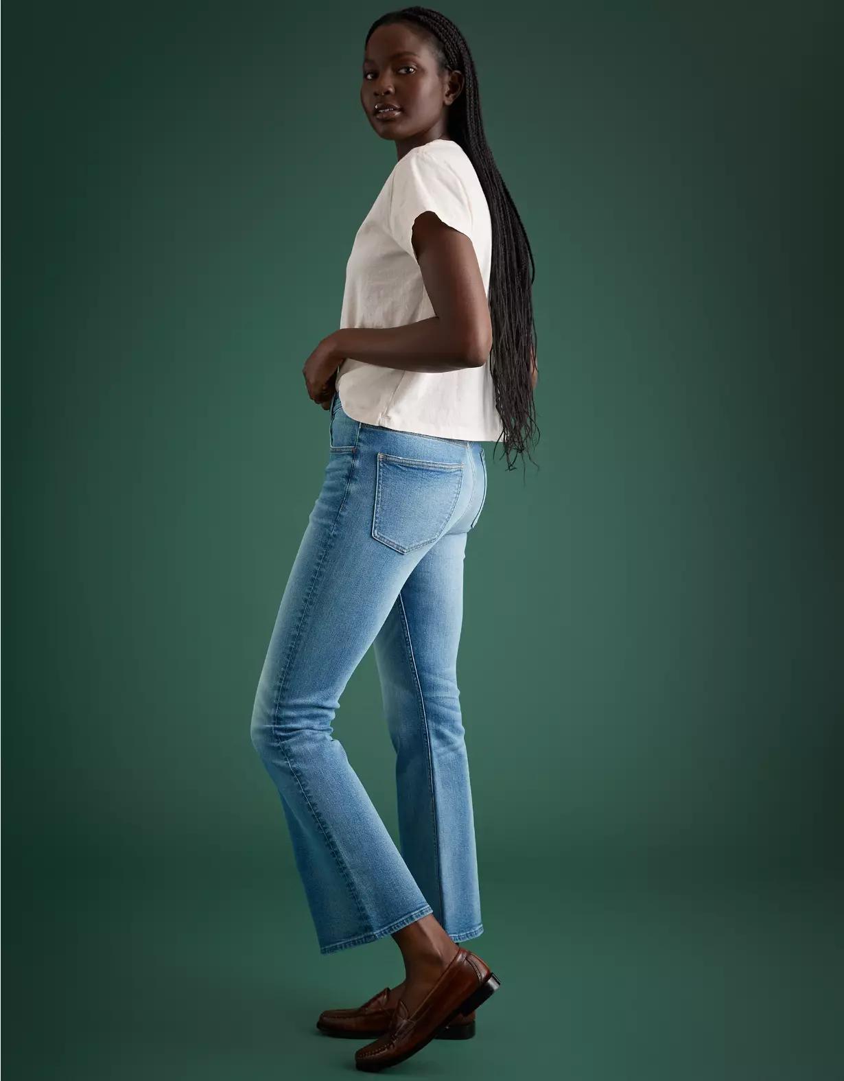 AE77 Premium High-Waisted Crop Flare Jean Product Image